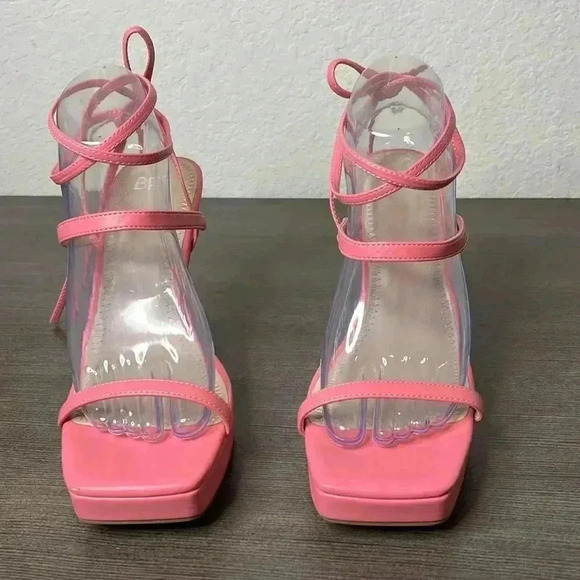 BP Netta Pink Lace Up Heel Size 9.5 (damaged) - Picture 2 of 15